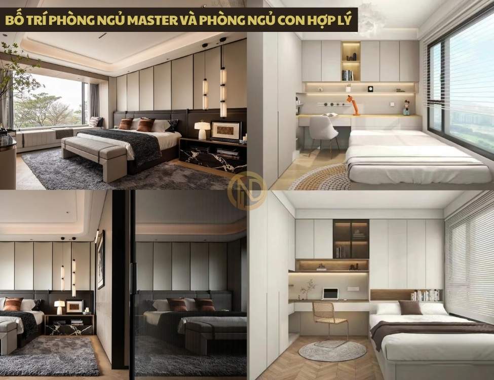 Bố trí phòng ngủ master và phòng ngủ con hợp lý