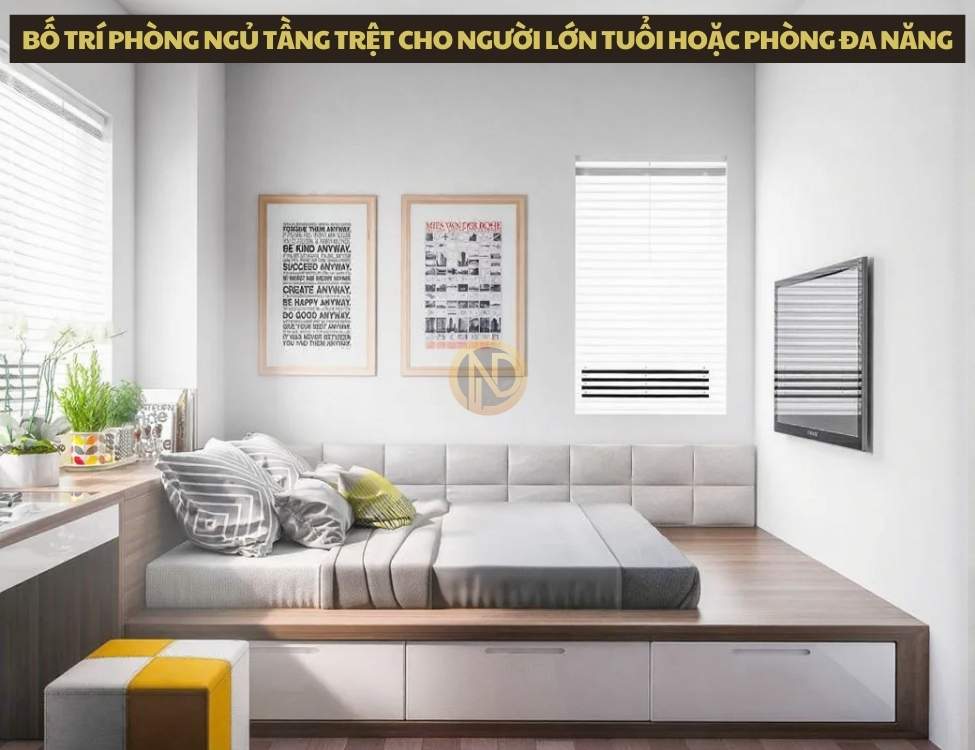 Bố trí phòng ngủ tầng trệt cho người lớn tuổi hoặc phòng đa năng