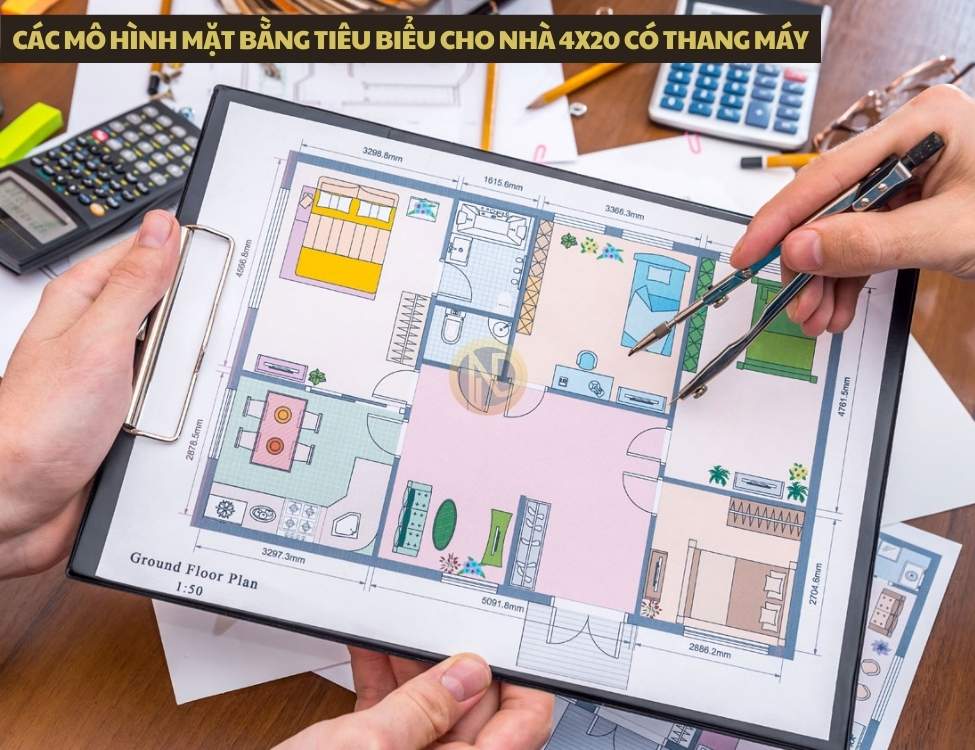 Các mô hình mặt bằng tiêu biểu cho nhà 4x20 có thang máy