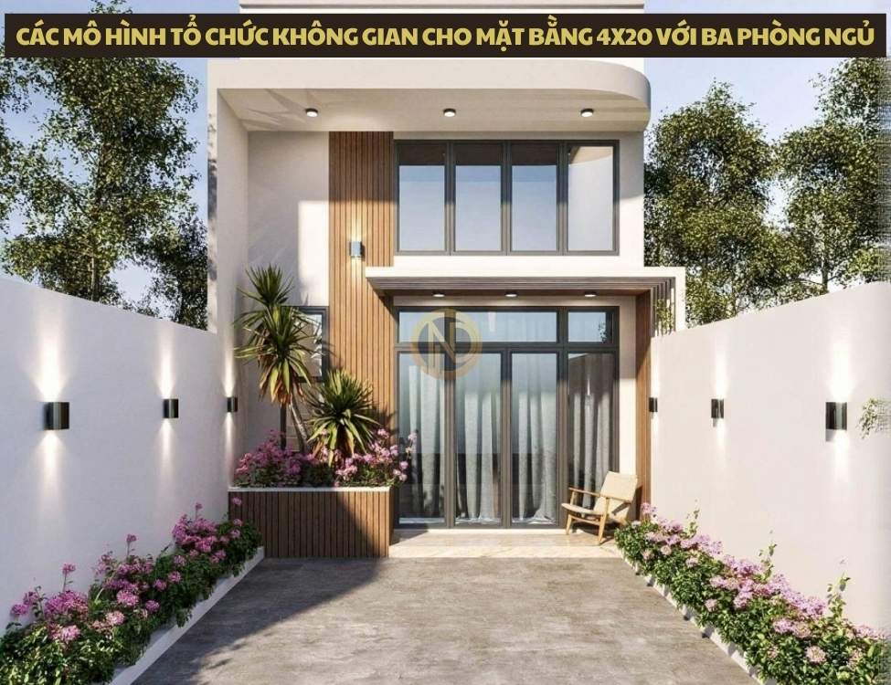 Các mô hình tổ chức không gian cho mặt bằng 4x20 với ba phòng ngủ