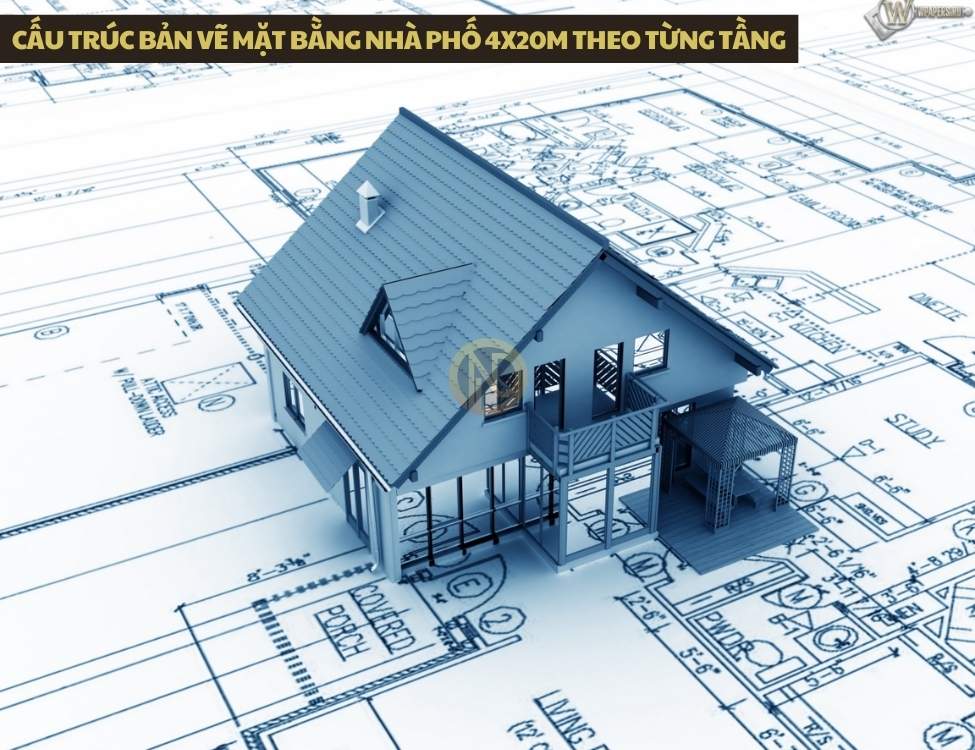 Cấu trúc bản vẽ mặt bằng nhà phố 4x20m theo từng tầng