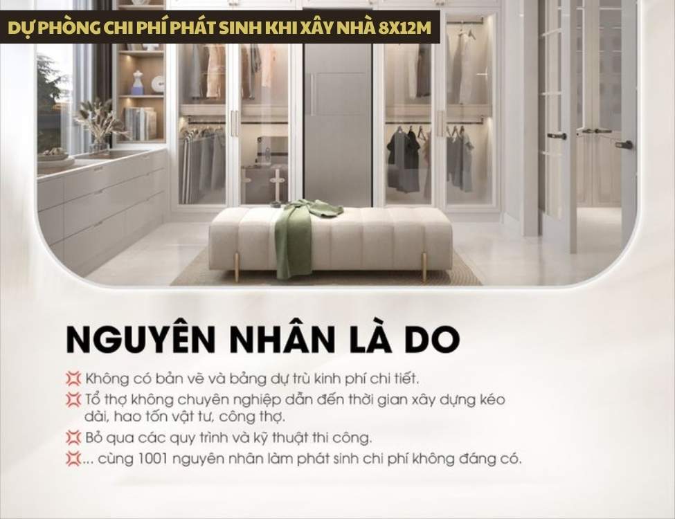 Dự phòng chi phí phát sinh khi xây nhà 8x12m