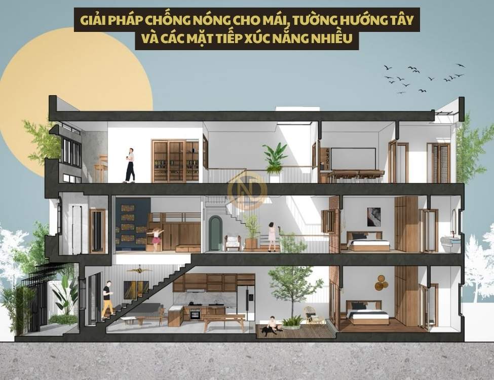 Giải pháp chống nóng cho mái, tường hướng tây và các mặt tiếp xúc nắng nhiều