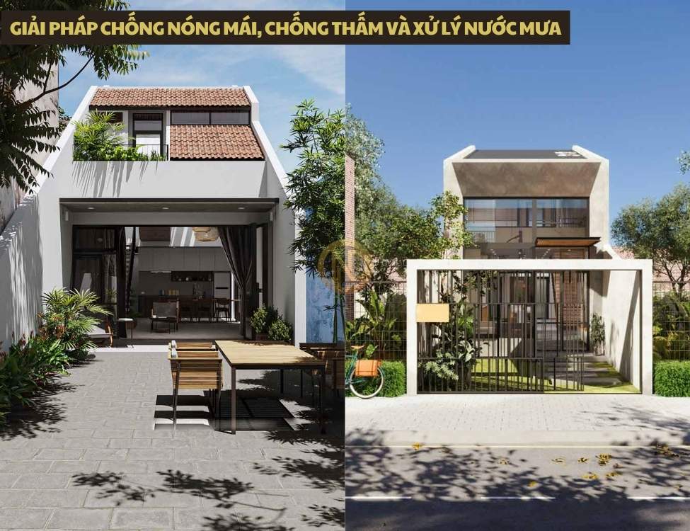 Giải pháp chống nóng mái, chống thấm và xử lý nước mưa cho nhà 1 tầng