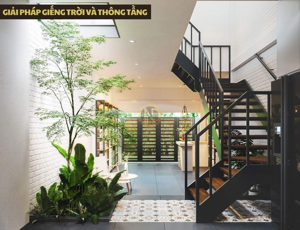 Giải pháp giếng trời và thông tầng giúp nhà sâu 20m luôn sáng thoáng