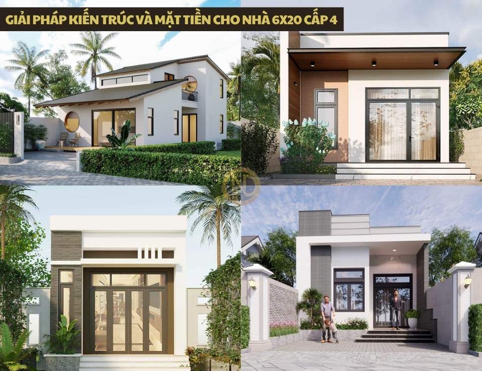 Giải pháp kiến trúc và mặt tiền cho nhà 6x20 cấp 4