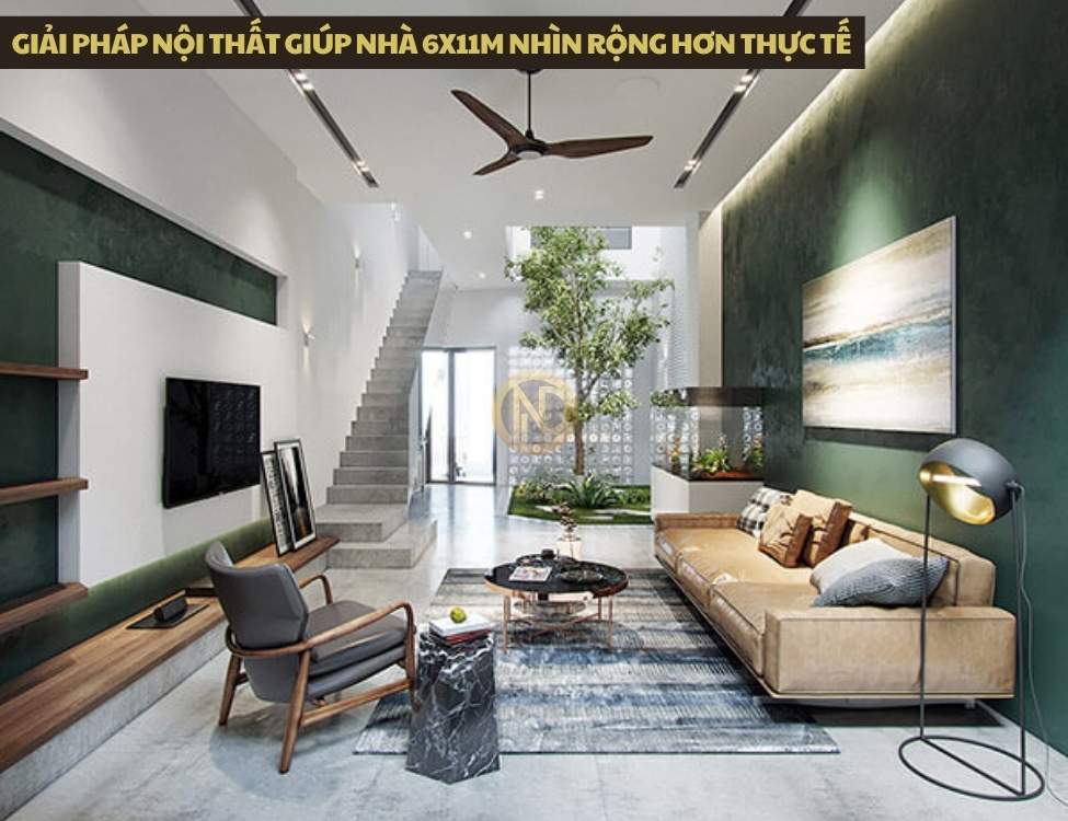 Giải pháp nội thất giúp nhà 6x11m nhìn rộng hơn thực tế