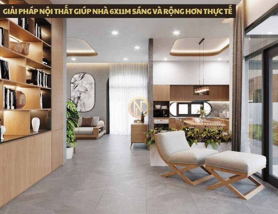 Giải pháp nội thất giúp nhà 6x11m sáng và rộng hơn thực tế