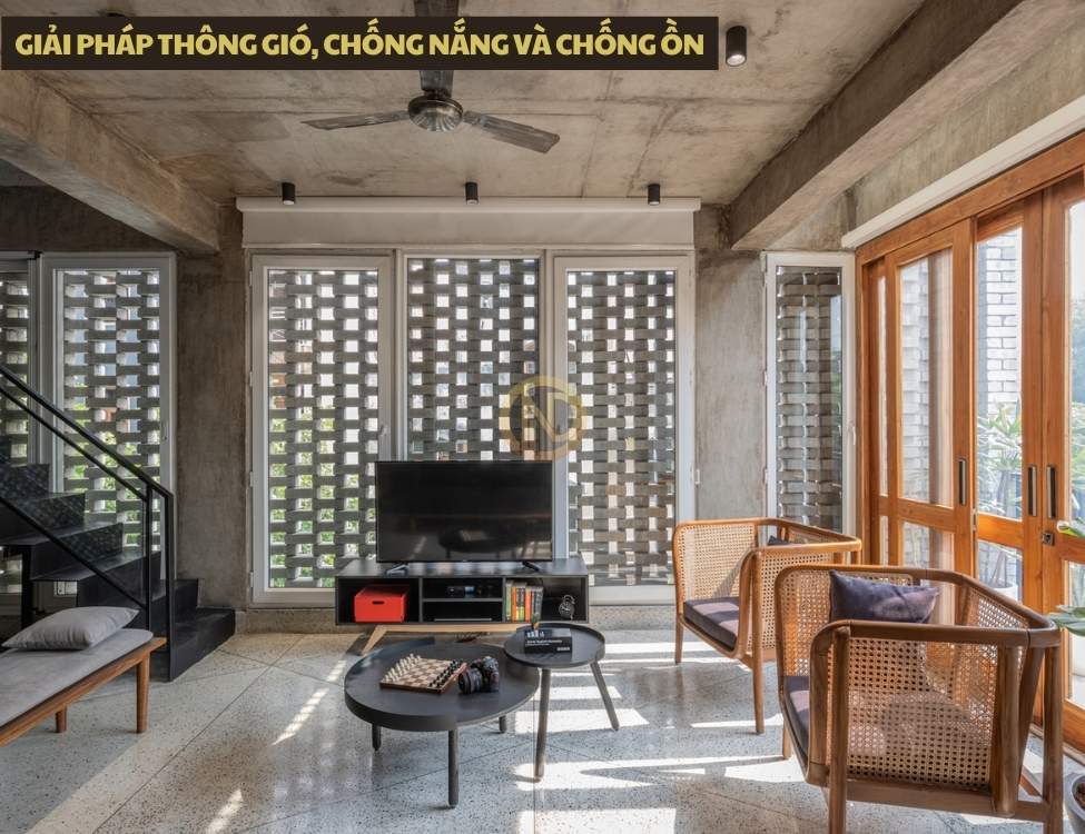 Giải pháp thông gió, chống nắng và chống ồn cho nhà 2 tầng 2 mặt tiền