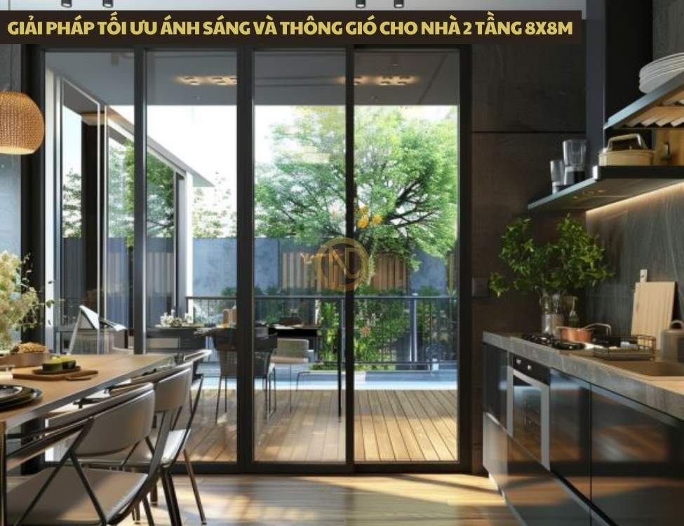 Giải pháp tối ưu ánh sáng và thông gió cho nhà 2 tầng 8x8m