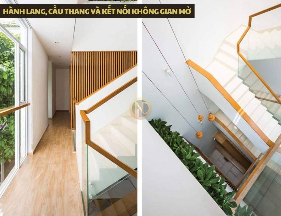 Hành lang, cầu thang và kết nối không gian mở để nâng cao sự thông thoáng