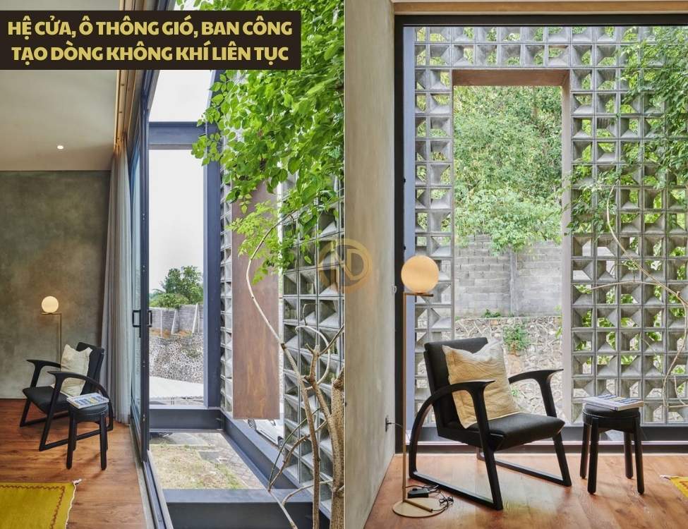 Hệ cửa, ô thông gió, ban công tạo dòng không khí liên tục