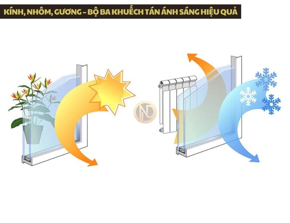 Kính, nhôm, gương – bộ ba khuếch tán ánh sáng hiệu quả