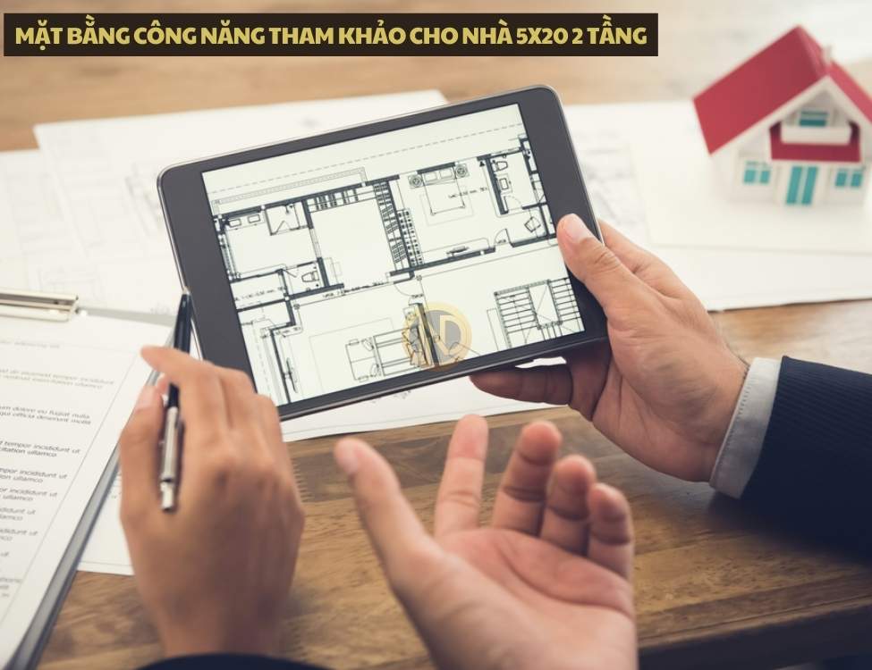 Mặt bằng công năng tham khảo cho nhà 5x20 2 tầng