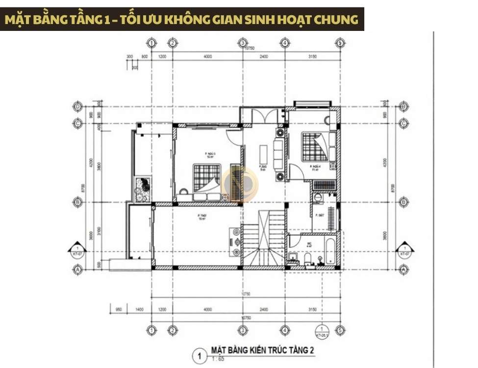 Mặt bằng tầng 2 – Tối ưu phòng ngủ và không gian riêng tư