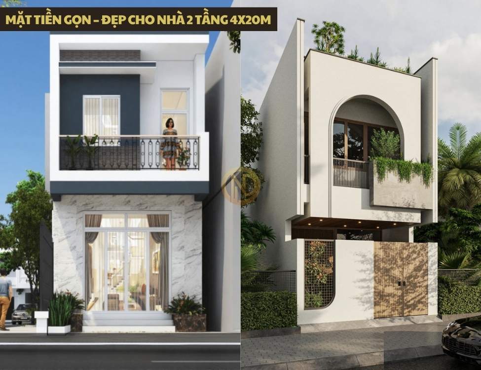 Mặt tiền gọn – đẹp cho nhà 2 tầng 4x20m