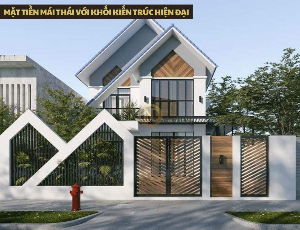 Mặt tiền mái Thái với khối kiến trúc hiện đại cho nhà 2 tầng diện tích 6×15 m
