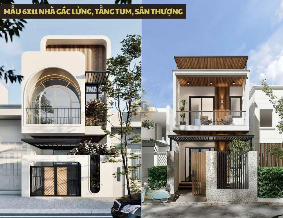 Mẫu 6x11 nhà gác lửng, tầng tum, sân thượng