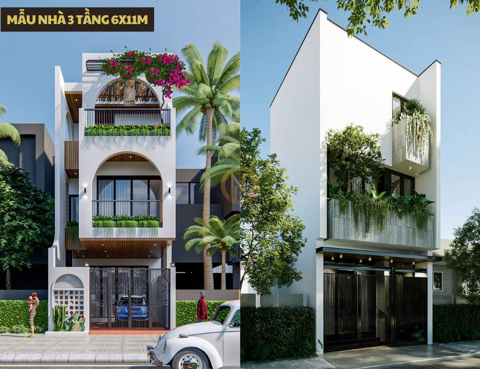Mẫu nhà 3 tầng 6x11m