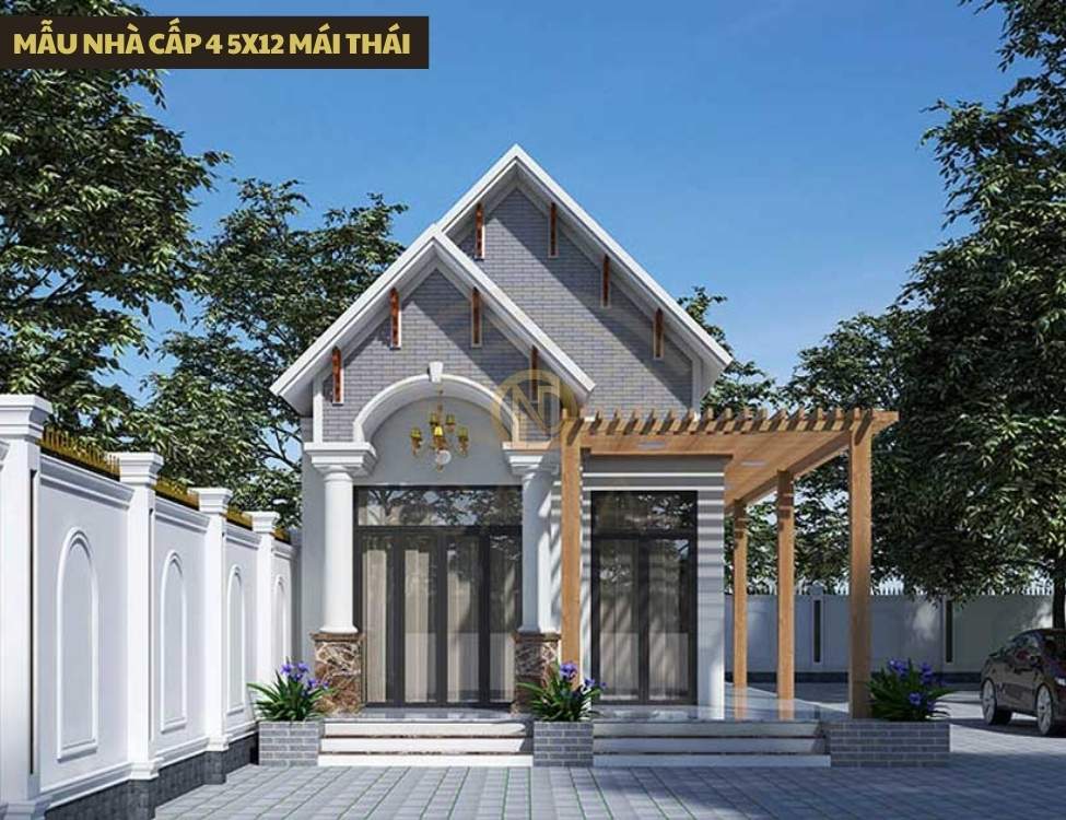 Mẫu nhà cấp 4 5x12 mái Thái sang trọng, thoát nước tốt, mát mẻ quanh năm