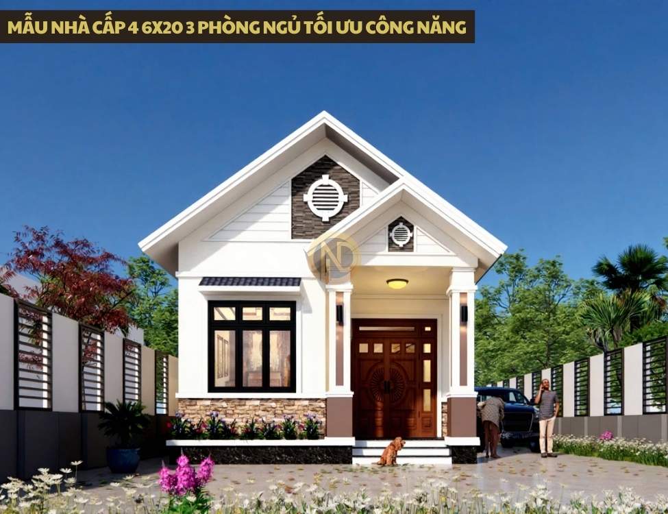 Mẫu nhà cấp 4 6x20 3 phòng ngủ tối ưu công năng
