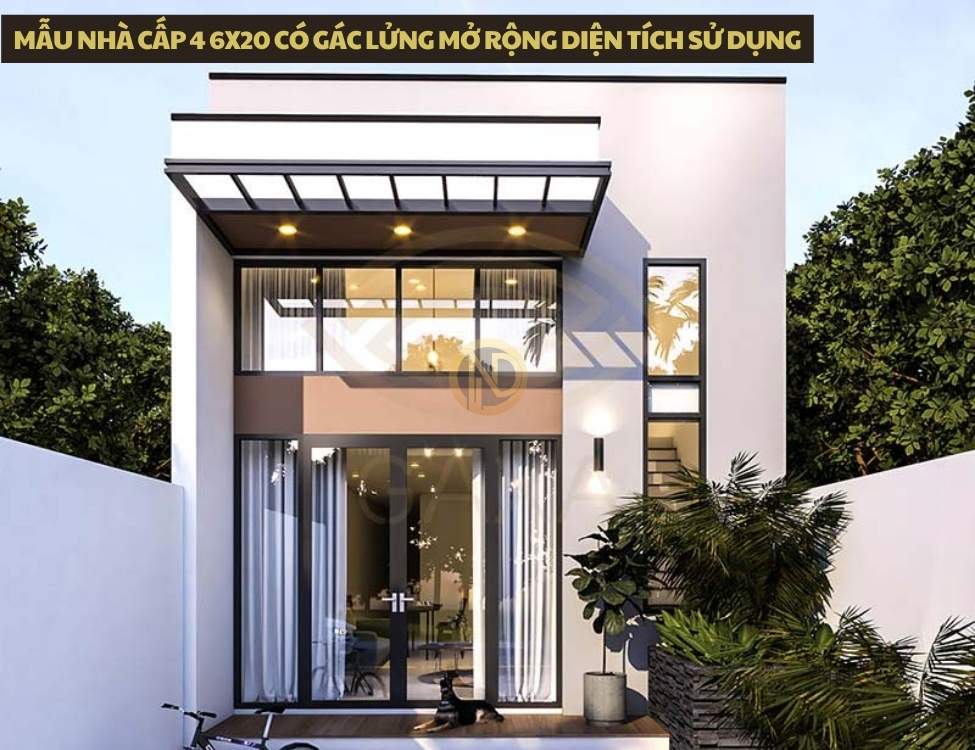 Mẫu nhà cấp 4 6x20 có gác lửng mở rộng diện tích sử dụng