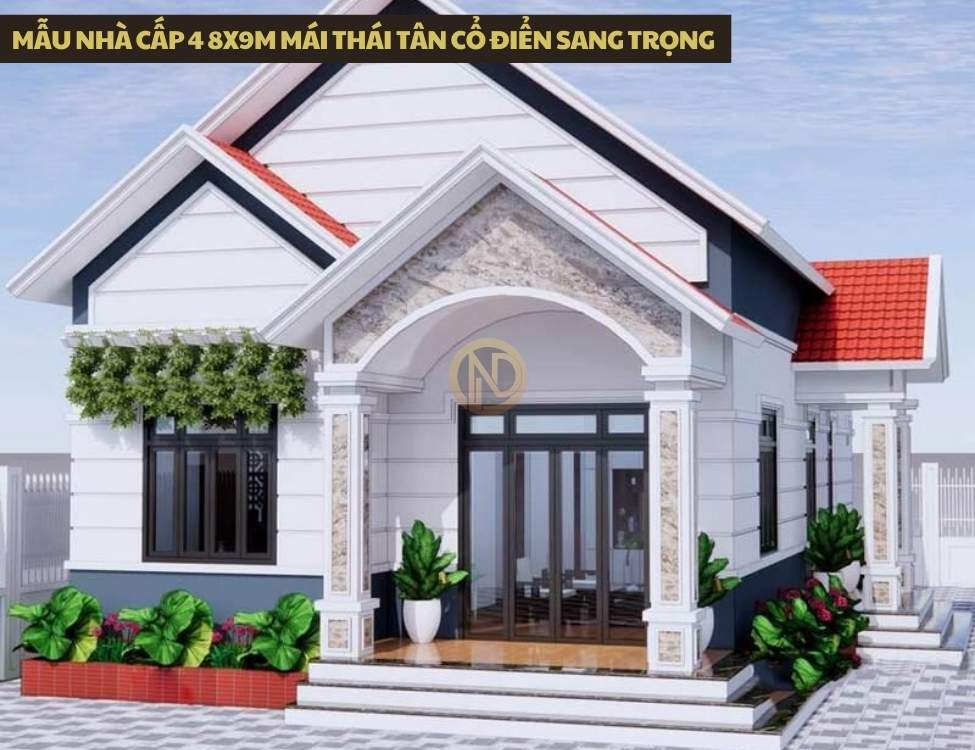 Mẫu nhà cấp 4 8x9m mái Thái tân cổ điển sang trọng