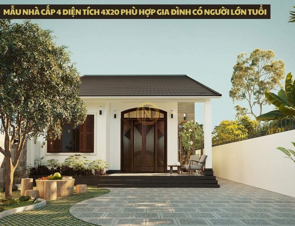 Mẫu nhà cấp 4 diện tích 4x20 phù hợp gia đình có người lớn tuổi