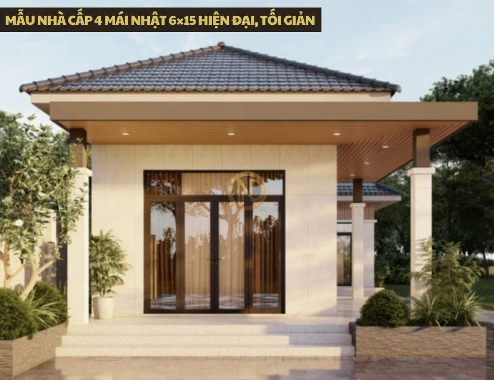 Mẫu nhà cấp 4 mái Nhật 6×15 hiện đại, tối giản