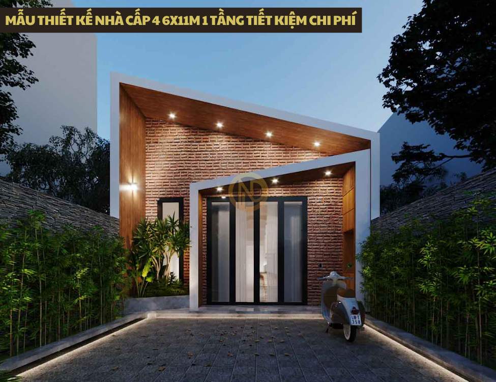 Mẫu thiết kế nhà cấp 4 6x11m 1 tầng tiết kiệm chi phí cho gia đình nhỏ