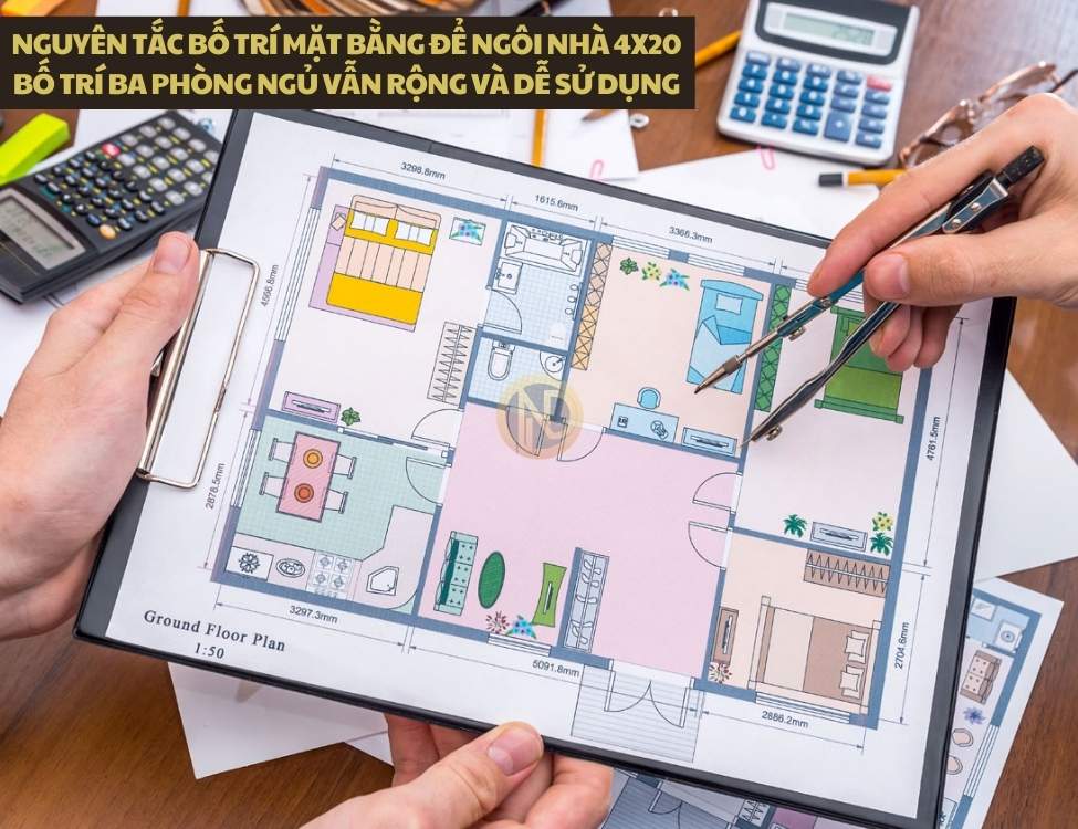 Nguyên tắc bố trí mặt bằng để ngôi nhà 4x20 bố trí ba phòng ngủ vẫn rộng và dễ sử dụng