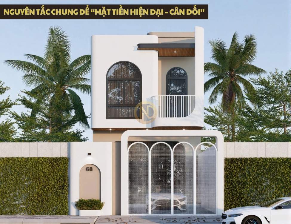 Nguyên tắc chung để “mặt tiền hiện đại – cân đối” hài hòa với công năng bên trong các mẫu nhà 2 tầng 3 phòng ngủ 5x20