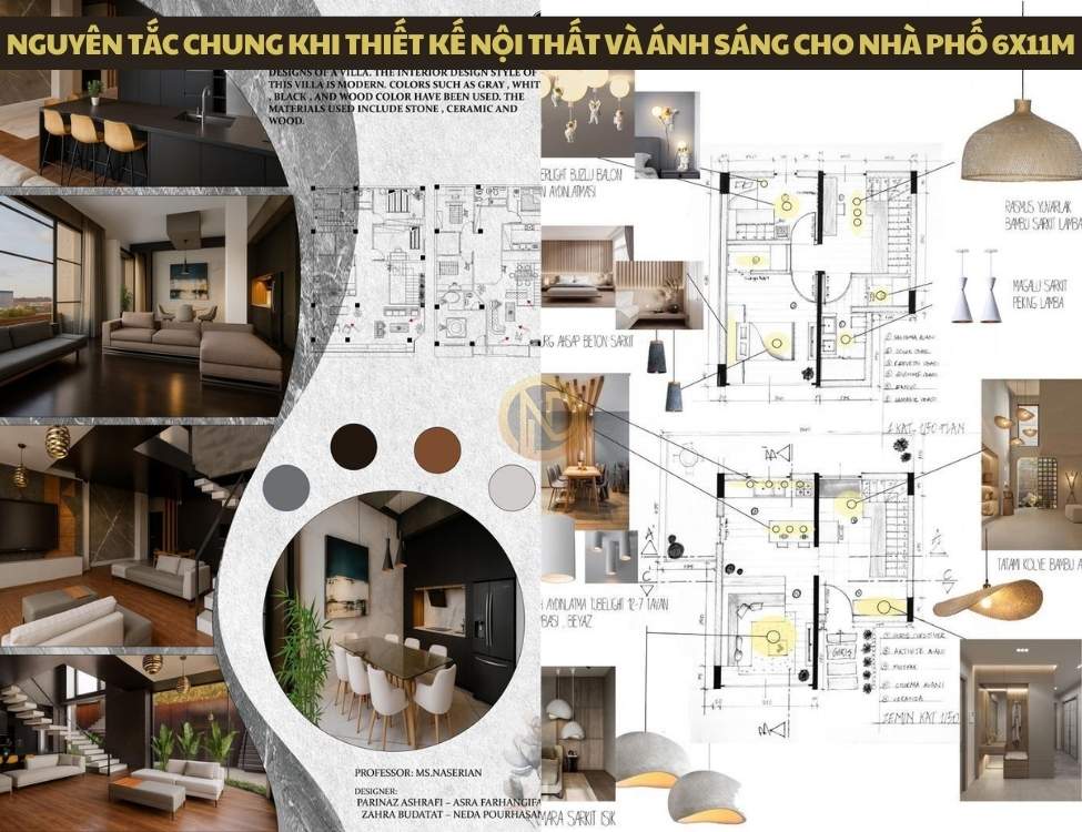 Nguyên tắc chung khi thiết kế nội thất và ánh sáng cho nhà phố 6x11m