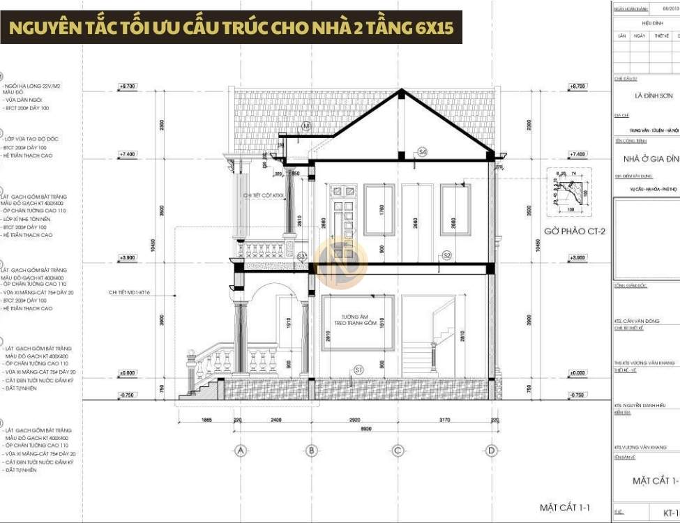 Nguyên tắc tối ưu cấu trúc cho nhà 2 tầng 6x15