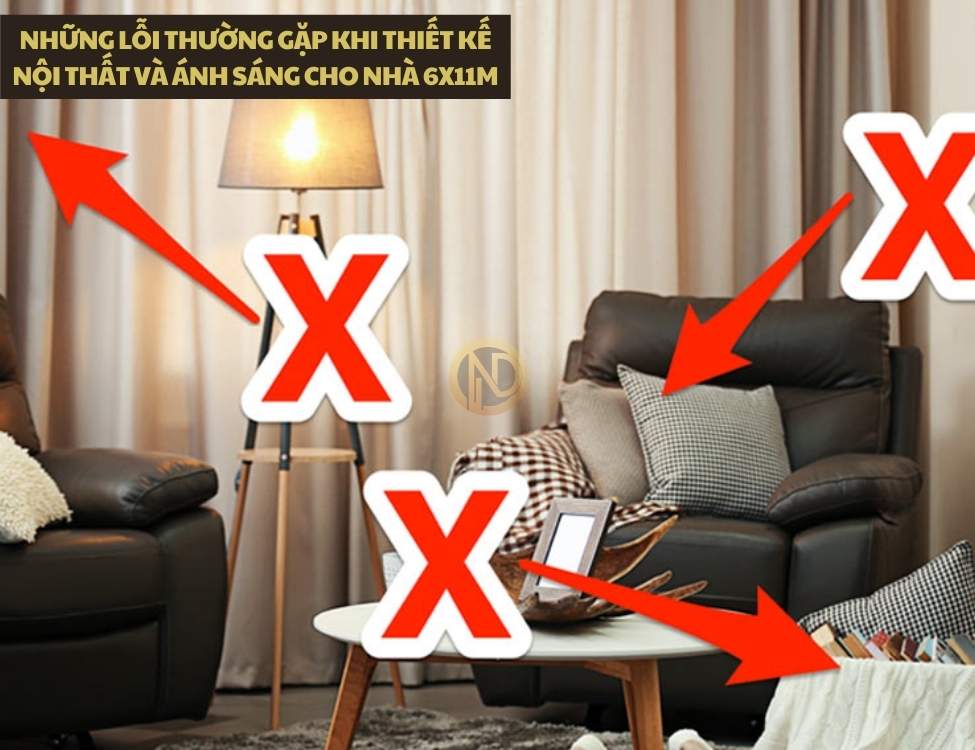 Những lỗi thường gặp khi thiết kế nội thất và ánh sáng cho nhà 6x11m