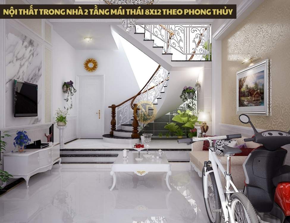 Nội thất trong nhà 2 tầng mái Thái 8x12 theo phong thủy