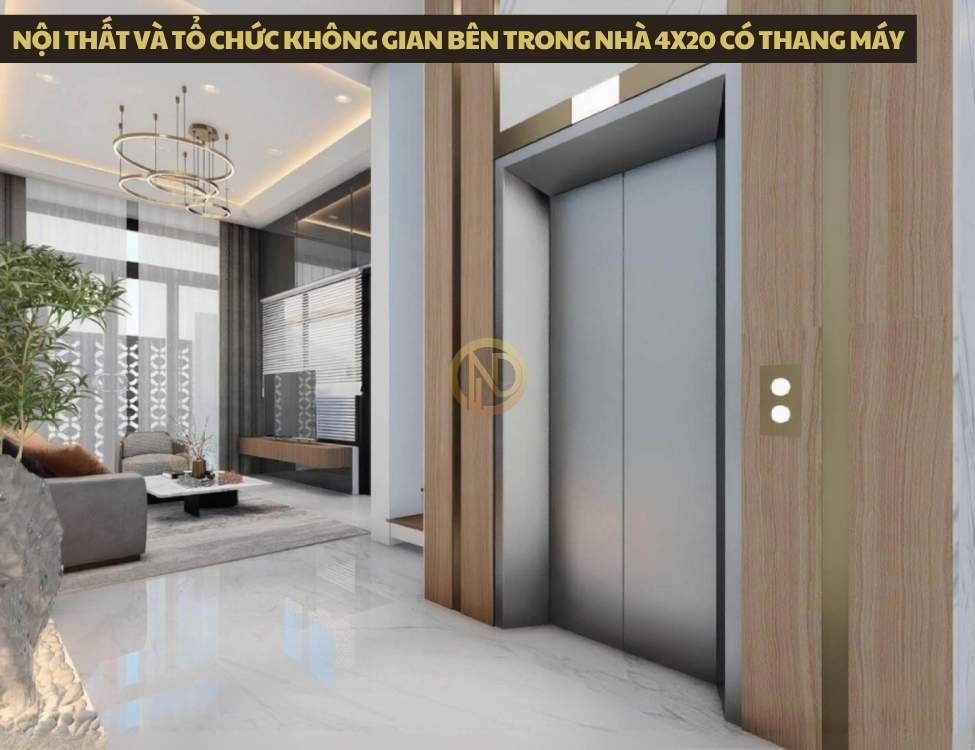Nội thất và tổ chức không gian bên trong nhà 4x20 có thang máy