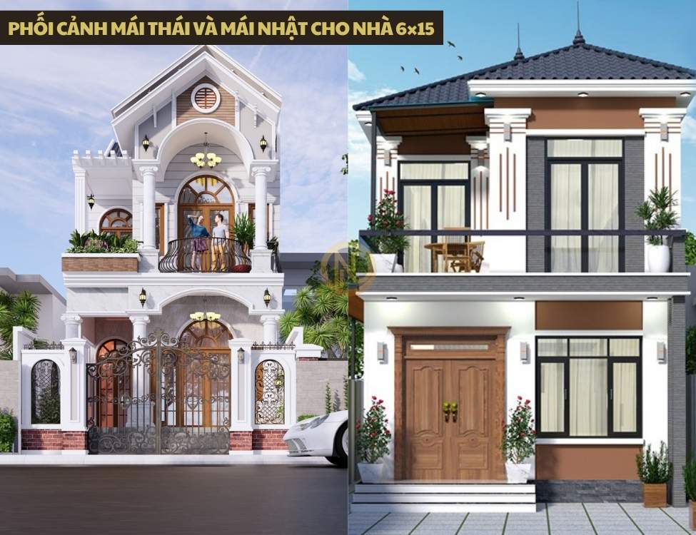 Phối cảnh mái Thái và mái Nhật cho nhà 6×15: thẩm mỹ và cách xử lý mái