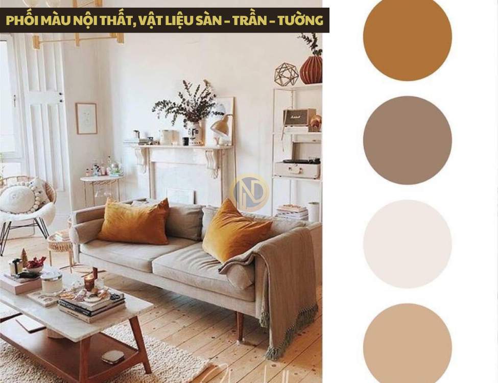 Phối màu nội thất, vật liệu sàn – trần – tường giúp không gian rộng hơn cảm nhận