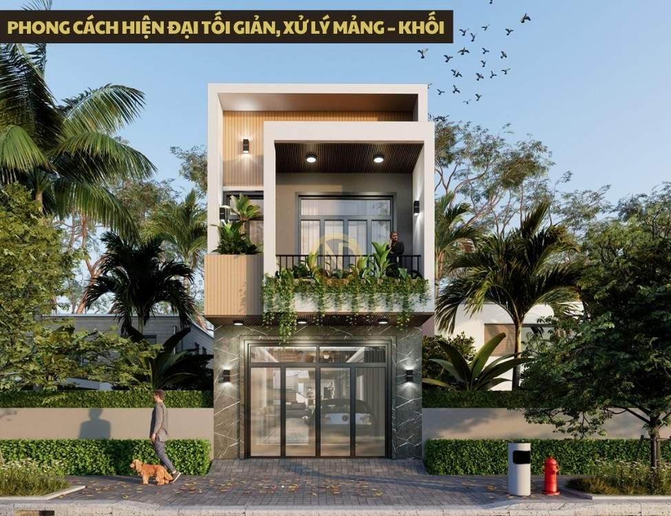 Phong cách hiện đại tối giản, xử lý mảng – khối cho mặt tiền 6m hài hòa với phố xá