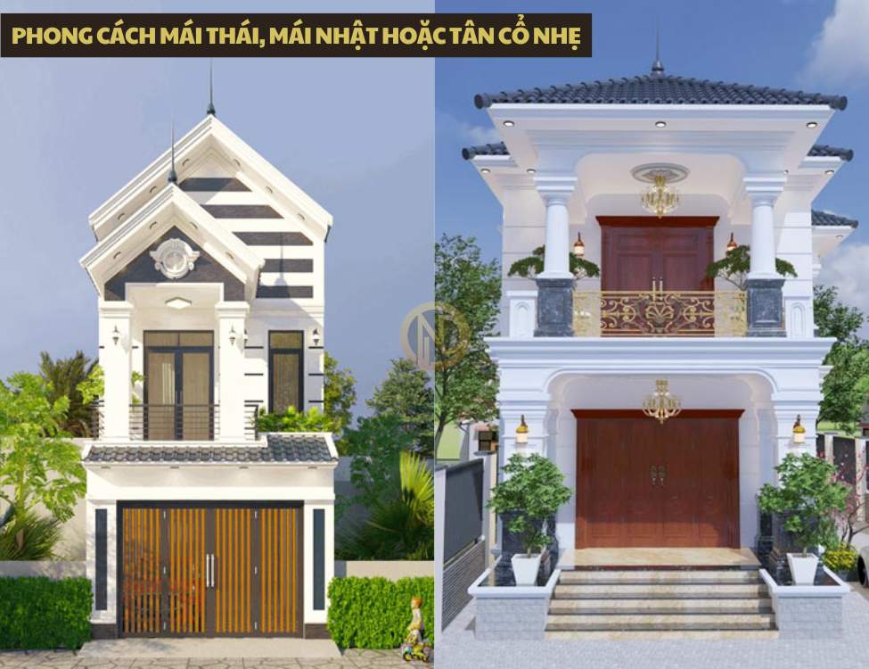 Phong cách mái Thái, mái Nhật hoặc tân cổ nhẹ trên khung 5x20