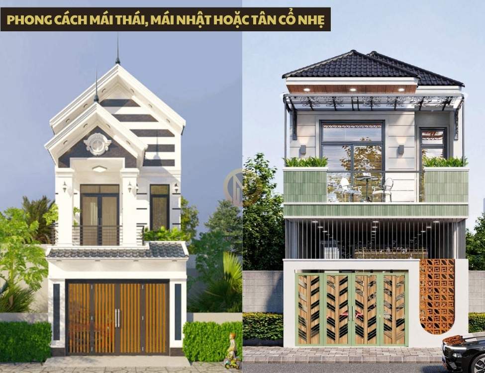 Phong cách mái Thái, mái Nhật hoặc tân cổ nhẹ trên khung 5x20 