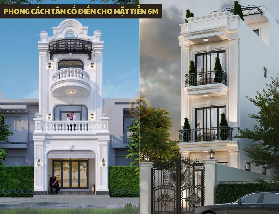 Phong cách tân cổ điển cho mặt tiền 6m