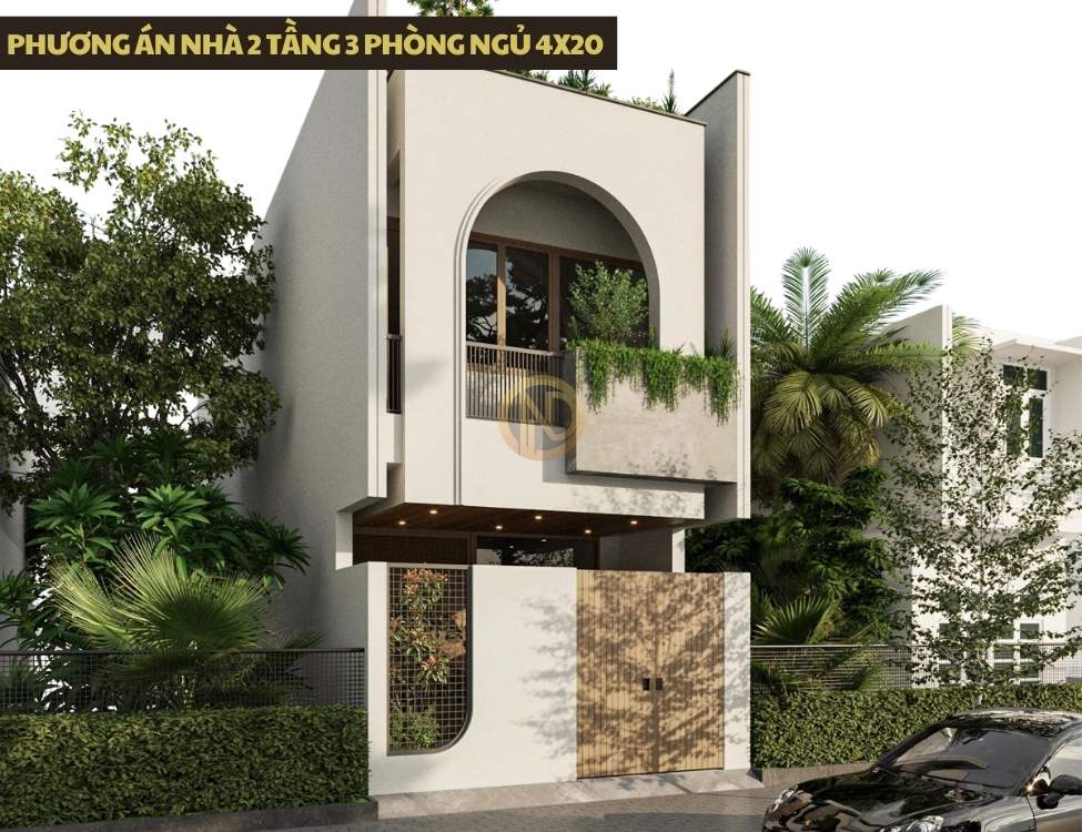 Phương án nhà 2 tầng 3 phòng ngủ 4x20 tách biệt không gian ngày – đêm, tối ưu riêng tư