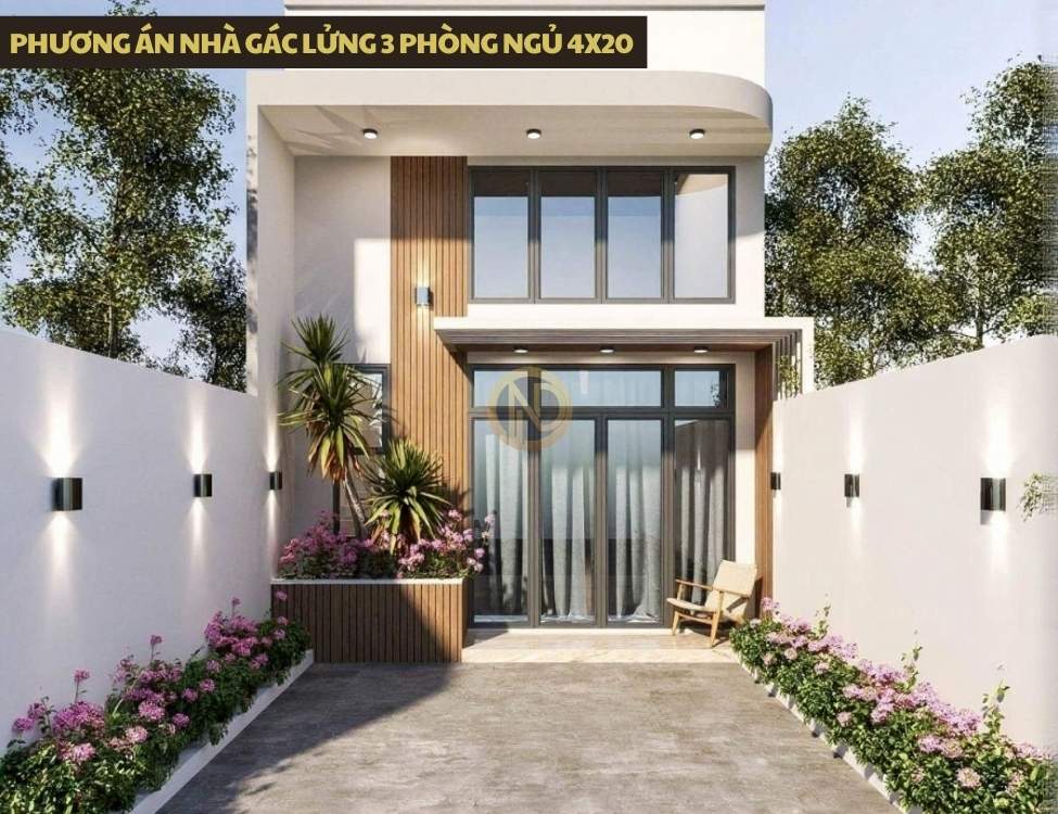 Phương án nhà gác lửng 3 phòng ngủ 4x20 tăng diện tích sử dụng mà vẫn kiểm soát chiều cao, chi phí