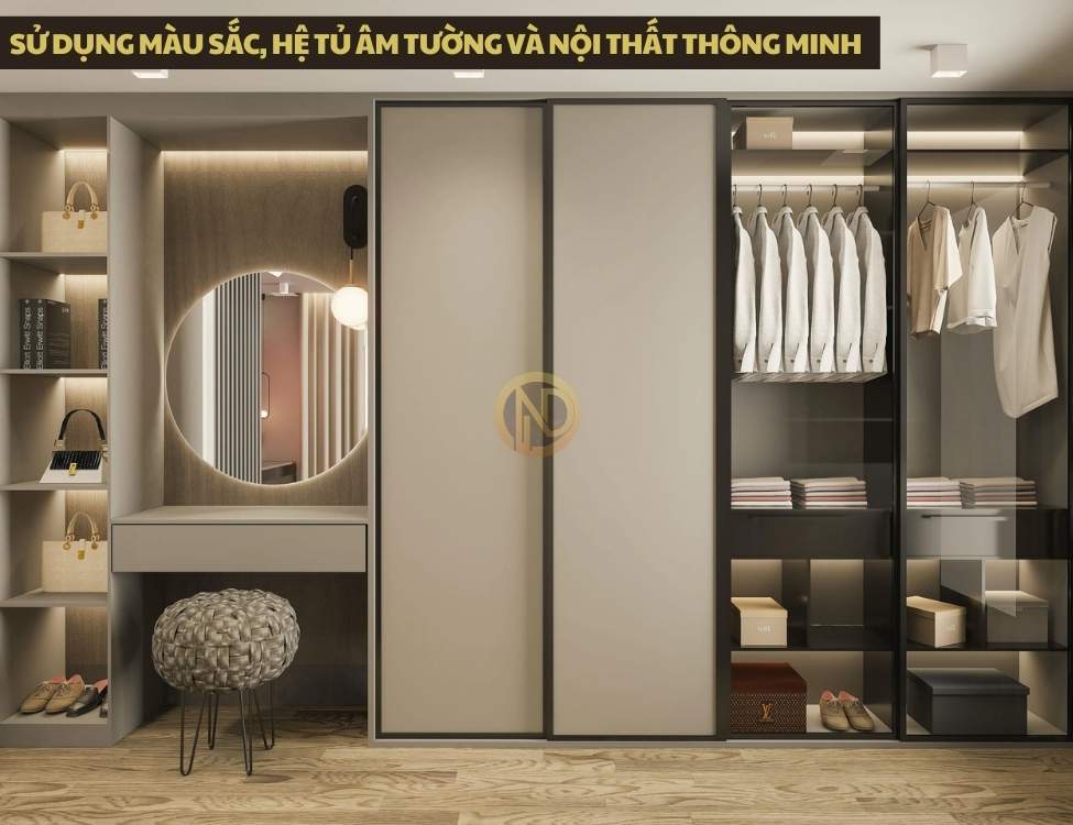 Sử dụng màu sắc, hệ tủ âm tường và nội thất thông minh để nới rộng không gian