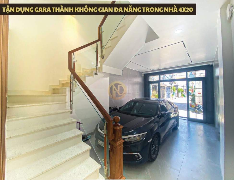 Tận dụng gara thành không gian đa năng trong nhà 4x20