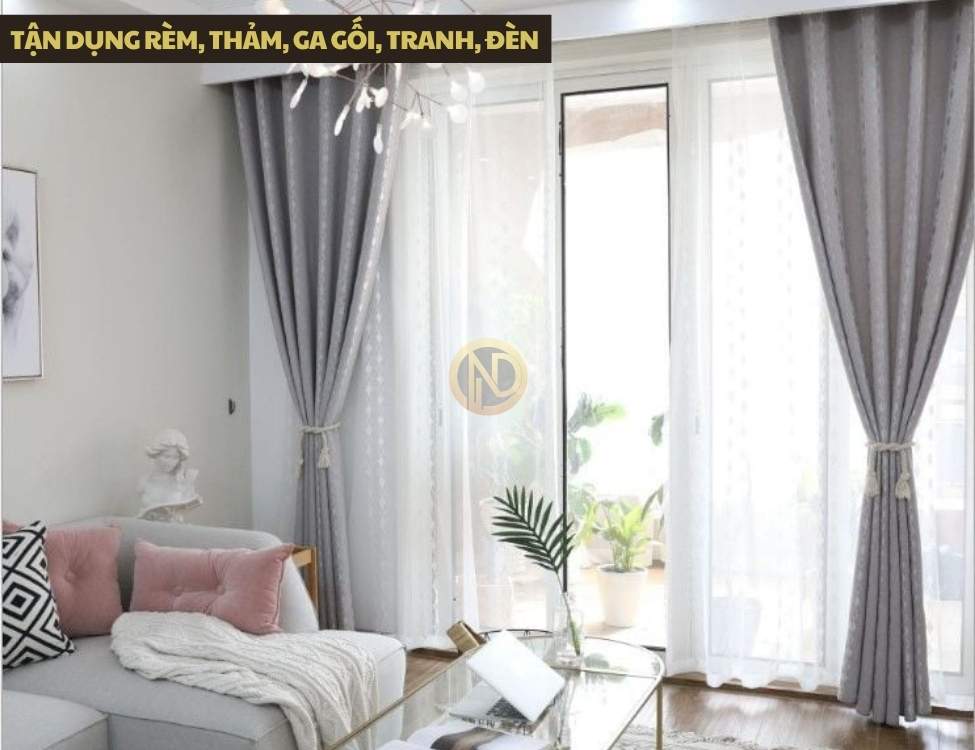 Tận dụng rèm, thảm, ga gối, tranh, đèn để tinh chỉnh bảng màu chi tiết