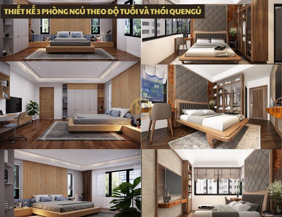 Thiết kế 3 phòng ngủ theo độ tuổi và thói quen