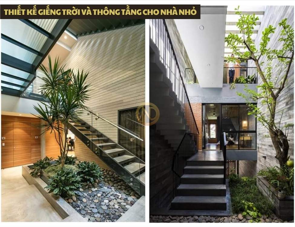 Thiết kế giếng trời và thông tầng cho nhà nhỏ